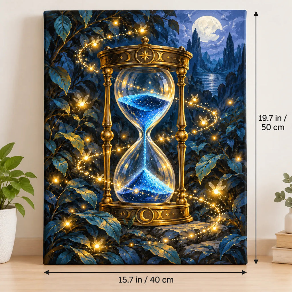 Portrait size guide for the Celestial Hourglass Fireflies paint by numbers kit, 15.7 × 19.7 in (40 × 50 cm).