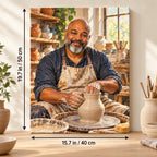 Portrait size guide for the Black Ceramic Artist Shaping a Clay Vase paint by numbers kit, 15.7 × 19.7 in (40 × 50 cm).
