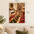 Christmas Dining Table with Red Runner and Candlelight canvas in a styled room, 15.7 × 19.7 in / 40 × 50 cm