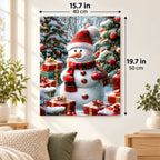 The Christmas Giftkeeper paint by numbers canvas displayed in a bright living room, 15.7 × 19.7 in / 40 × 50 cm