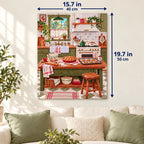 Cottage Apple Pie Baking Kitchen canvas in a styled room, 15.7 × 19.7 in / 40 × 50 cm.