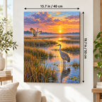 40 × 50 cm (15.7 × 19.7 in) size guide for Cranes in a Reed Marsh paint by numbers kit