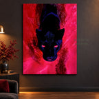 Crimson Shadow Black Panther paint by numbers canvas in a styled room with 15.7 x 19.7 in and 40 x 50 cm dimensions