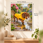 40 × 50 cm (15.7 × 19.7 in) size guide for Dachshund Raincoat Puddle paint by numbers kit