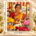 Portrait size guide for the Elderly Florist at a Marigold Market Stall paint by numbers kit, 15.7 × 19.7 in (40 × 50 cm).