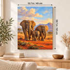 40 × 50 cm (15.7 × 19.7 in) size guide for Elephant Family on Red Earth paint by numbers kit