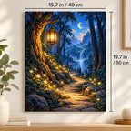Portrait size guide for the Enchanted Lantern Forest Path paint by numbers kit, 15.7 × 19.7 in (40 × 50 cm).