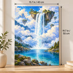 Portrait size guide for the Fantasy Waterfall Through Clouds paint by numbers kit, 15.7 × 19.7 in (40 × 50 cm).