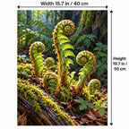 Fern Fiddleheads Unfurling paint by numbers canvas shown with 15.7 × 19.7 in (40 × 50 cm) dimensions