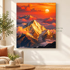 Fiery Sunset Snowy Mountain paint by numbers canvas in a styled room with 15.7 x 19.7 in and 40 x 50 cm dimensions