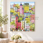 Flowering Treetop City Street paint by numbers canvas in a styled room with 15.7 x 19.7 in and 40 x 50 cm dimensions