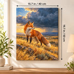 40 × 50 cm (15.7 × 19.7 in) size guide for Fox on a Prairie beneath Thunderclouds paint by numbers kit