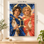 Portrait size guide for the Gemini Twin Brothers Constellation paint by numbers kit, 15.7 × 19.7 in (40 × 50 cm).