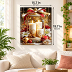 Golden Lantern Christmas Candle paint by numbers canvas displayed in a bright living room, 15.7 × 19.7 in / 40 × 50 cm