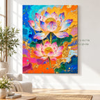 Golden Lotus Duo paint by numbers canvas in a styled room with 15.7 x 19.7 in and 40 x 50 cm dimensions