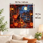 Harvest Moon Harbor paint by numbers canvas displayed in a bright living room, 15.7 × 19.7 in / 40 × 50 cm