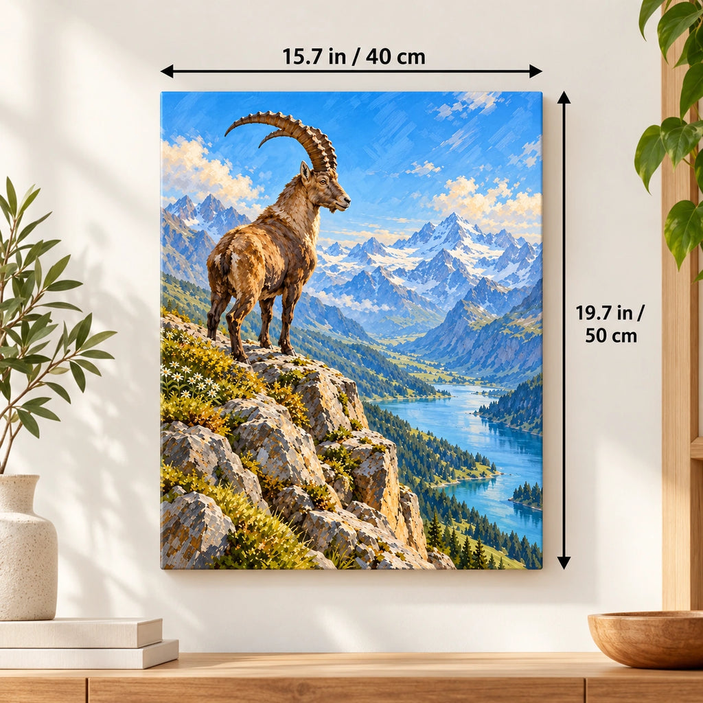 40 × 50 cm (15.7 × 19.7 in) size guide for Ibex on an Alpine Cliff paint by numbers kit