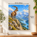 40 × 50 cm (15.7 × 19.7 in) size guide for Ibex on an Alpine Cliff paint by numbers kit