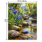 Iris Stream Bank paint by numbers canvas shown with 15.7 × 19.7 in (40 × 50 cm) dimensions