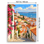 Portrait 40 × 50 cm size guide for the lisbon rooftop river view paint by numbers kit.