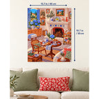Mediterranean Blue Tile Fireplace Tea Room canvas in a styled room, 15.7 × 19.7 in / 40 × 50 cm