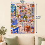 Mediterranean Lemon and Blue Porcelain Kitchen canvas in a styled room, 15.7 × 19.7 in / 40 × 50 cm