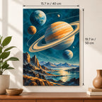 Portrait size guide for the Midcentury Orbiting Planets paint by numbers kit, 15.7 × 19.7 in (40 × 50 cm).