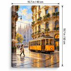 Portrait 40 × 50 cm size guide for the milan tram corner evening paint by numbers kit.