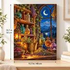 Portrait size guide for the Moonlit Apothecary Potion Bottles paint by numbers kit, 15.7 × 19.7 in (40 × 50 cm).