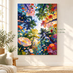 Moonlit Blossom Garden Path paint by numbers canvas in a styled room with 15.7 x 19.7 in and 40 x 50 cm dimensions