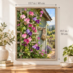 Morning Glories Garden Shed paint by numbers canvas shown with 15.7 × 19.7 in (40 × 50 cm) dimensions