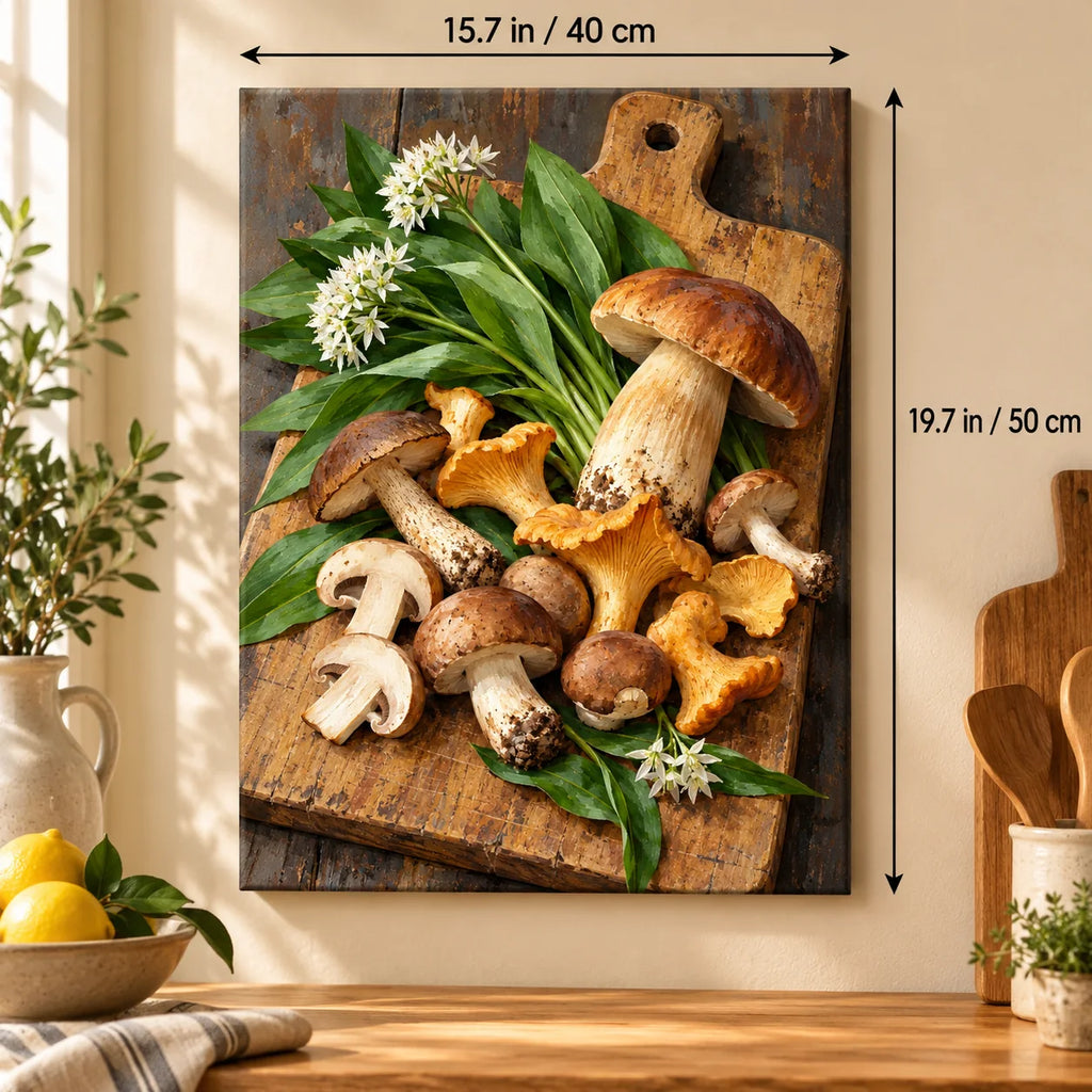 Portrait size guide for the Mushrooms Wild Garlic Board paint by numbers kit, 15.7 × 19.7 in (40 × 50 cm).