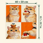 Orange Cat Four Portrait shown in a styled room with 15.7 x 19.7 in and 40 x 50 cm dimensions