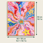 Pastel Butterfly Cosmic Burst shown in a styled room with 15.7 x 19.7 in and 40 x 50 cm dimensions