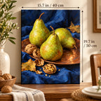 `03-pear-walnut-copper-plate-size-guide.webp` — Portrait size guide for the Pear Walnut Copper Plate paint by numbers kit, 15.7 × 19.7 in (40 × 50 cm).