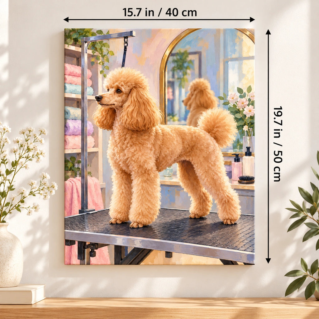 40 × 50 cm (15.7 × 19.7 in) size guide for Poodle Grooming Day at the Salon paint by numbers kit