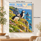 40 × 50 cm (15.7 × 19.7 in) size guide for Puffins on a Cliff during Nesting Season paint by numbers kit
