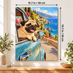 40 × 50 cm (15.7 × 19.7 in) size guide for Pug at an Open Car Window paint by numbers kit