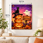 Pumpkin Stack Gathering paint by numbers canvas displayed in a bright living room, 15.7 × 19.7 in / 40 × 50 cm
