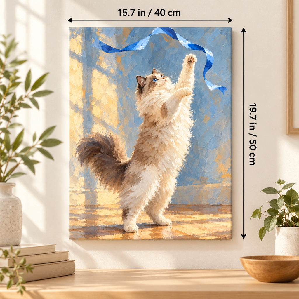 40 × 50 cm (15.7 × 19.7 in) size guide for Ragdoll Cat Reaching for a Ribbon paint by numbers kit