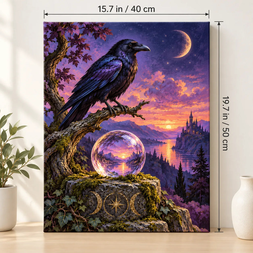 Portrait size guide for the Raven with Crystal Ball by a Moonlit Lake paint by numbers kit, 15.7 × 19.7 in (40 × 50 cm).