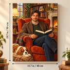 Portrait size guide for the Man Reading in an Armchair with a Spaniel paint by numbers kit, 15.7 × 19.7 in (40 × 50 cm).