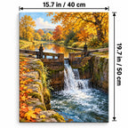 Portrait 40 × 50 cm size guide for the river lock autumn paint by numbers kit.