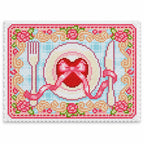 Pastel table setting diamond painting placemat in Rose Garden