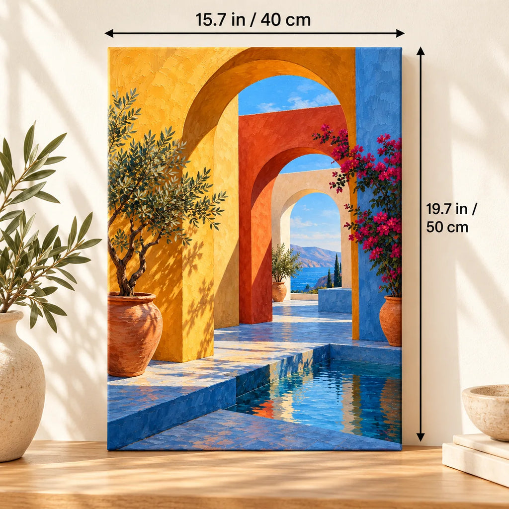 Portrait size guide for the Saffron Arches Sea View paint by numbers kit, 15.7 × 19.7 in (40 × 50 cm).