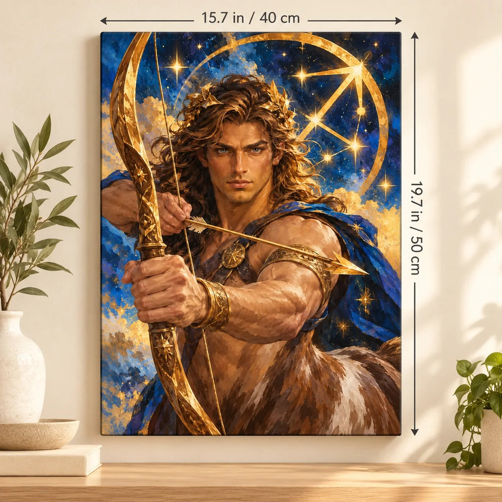 Portrait size guide for the Sagittarius Male Archer Zodiac Portrait paint by numbers kit, 15.7 × 19.7 in (40 × 50 cm).