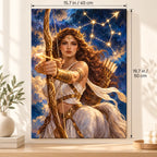 Portrait size guide for the Sagittarius Woman Archer Constellation paint by numbers kit, 15.7 × 19.7 in (40 × 50 cm).