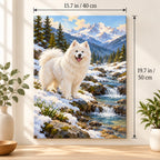 40 × 50 cm (15.7 × 19.7 in) size guide for Samoyed in Spring Snowmelt paint by numbers kit