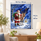 Santa Beneath the Guiding Star paint by numbers canvas displayed in a bright living room, 15.7 × 19.7 in / 40 × 50 cm