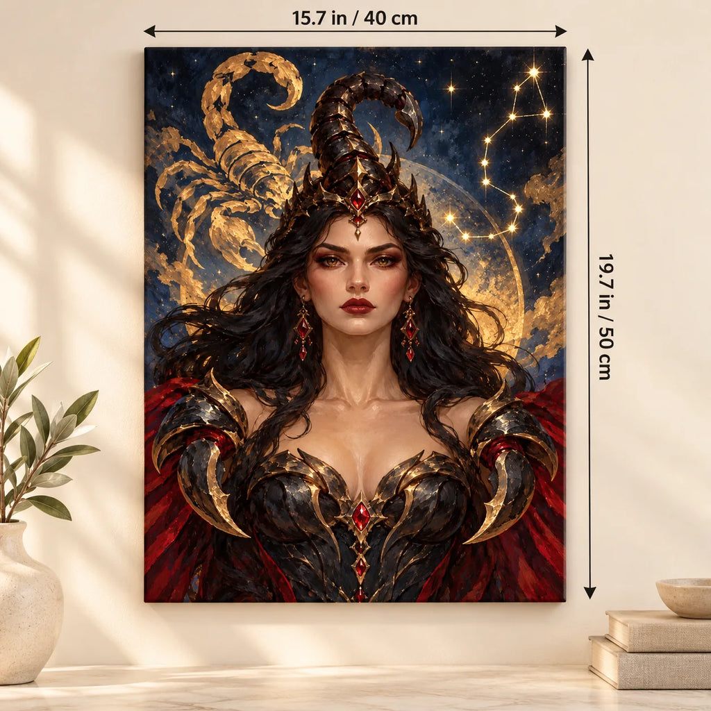 Portrait size guide for the Scorpio Scorpion Queen Constellation paint by numbers kit, 15.7 × 19.7 in (40 × 50 cm).